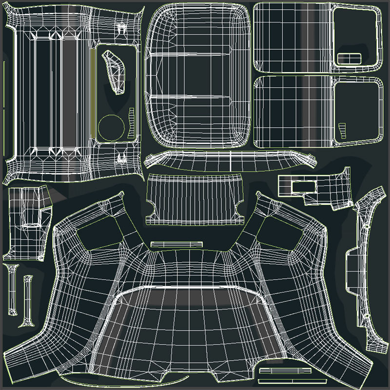 80s truck flatbed trailer Low-poly 3D model_55