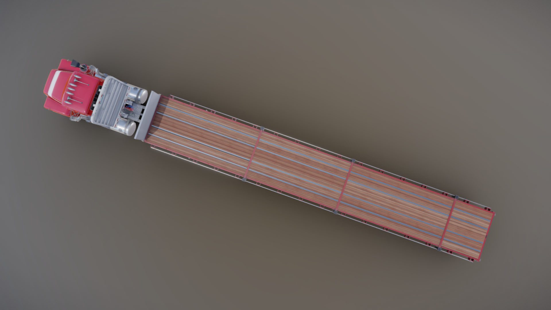 80s truck flatbed trailer Low-poly 3D model_28