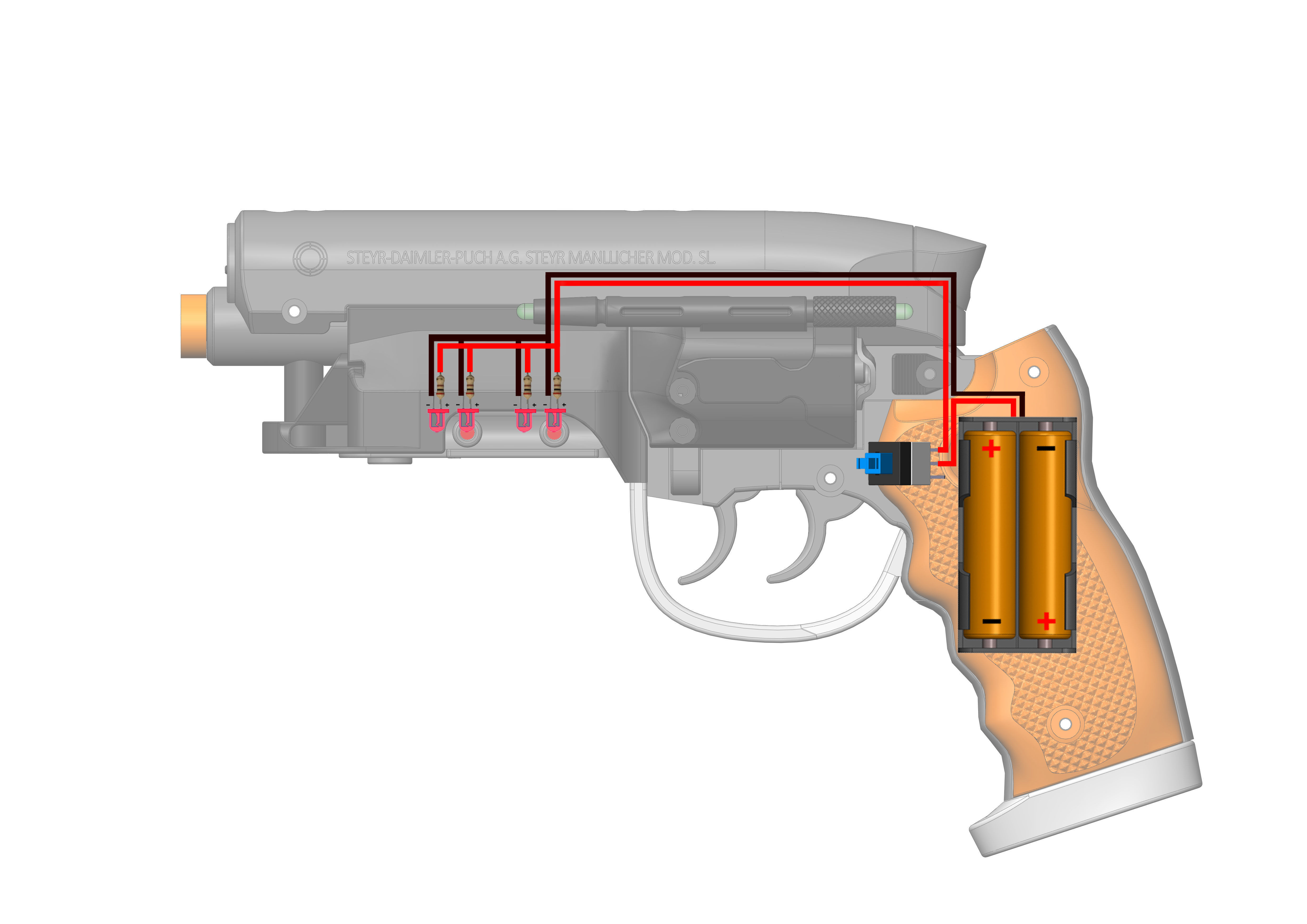 Deckards Blaster - BladeRunner - Commercial - Printable 3d model 3D print model_17