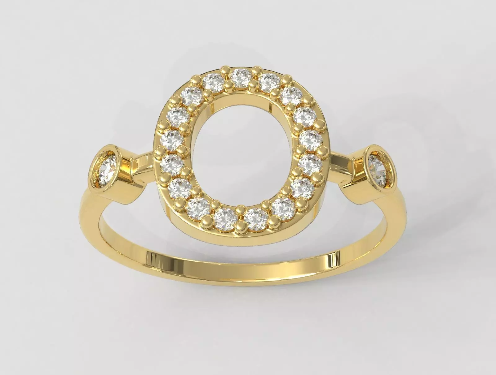 Diamond Letter Ring - O 3D print model_0