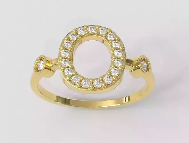 Diamond Letter Ring - O 3D print model