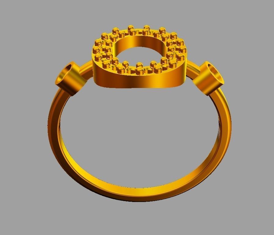 Diamond Letter Ring - O 3D print model_7