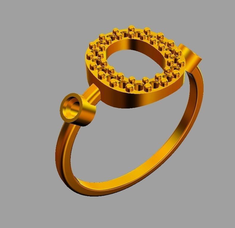 Diamond Letter Ring - O 3D print model_6