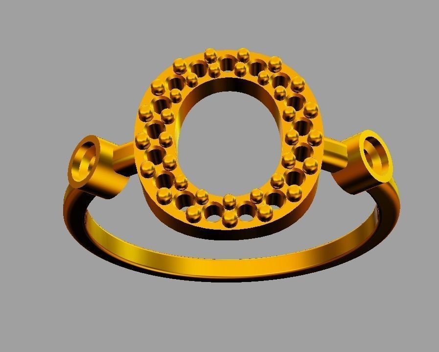 Diamond Letter Ring - O 3D print model_5