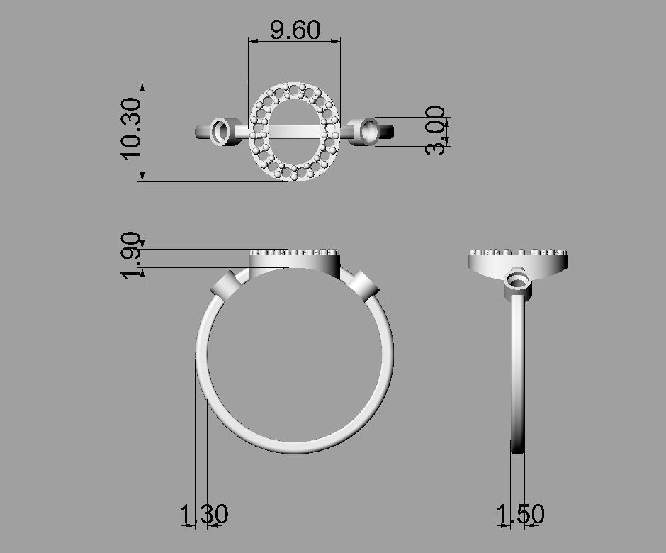 Diamond Letter Ring - O 3D print model_2