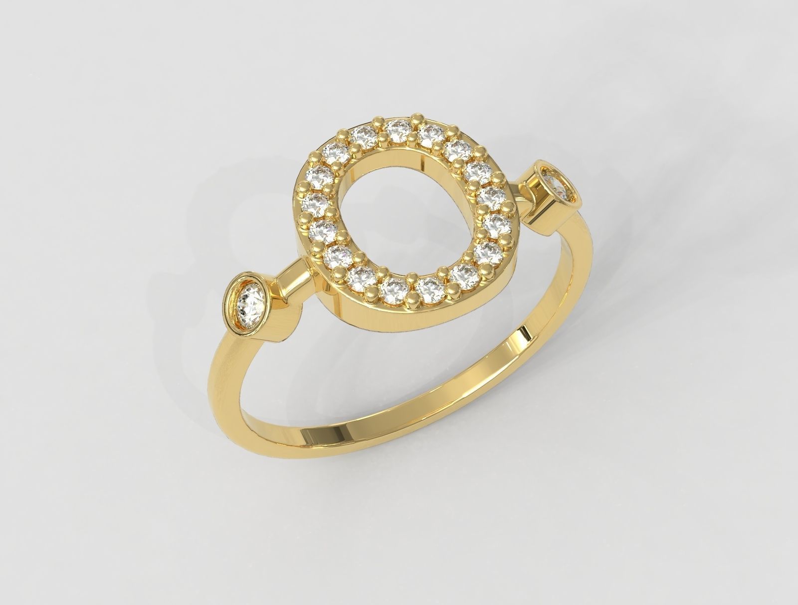 Diamond Letter Ring - O 3D print model_1