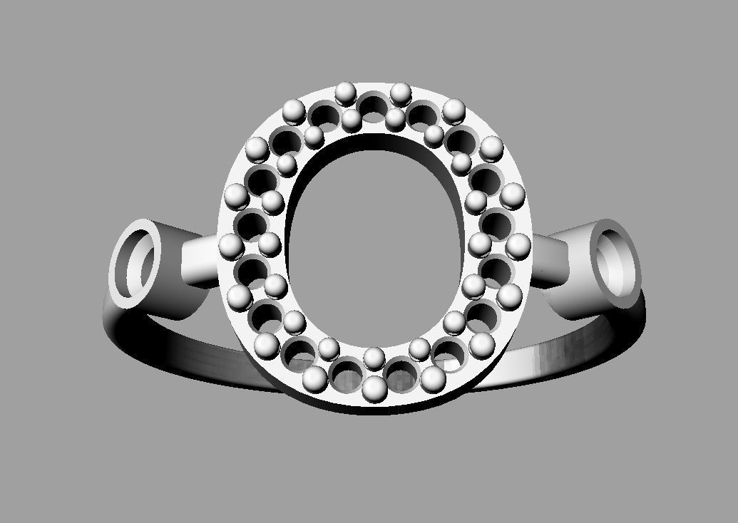 Diamond Letter Ring - O 3D print model_14