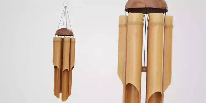 Bamboo Windchime Low-poly 3D model