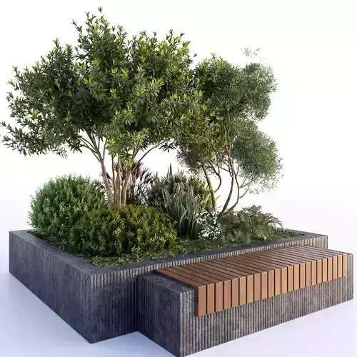 Group Plants with resting area 3D model