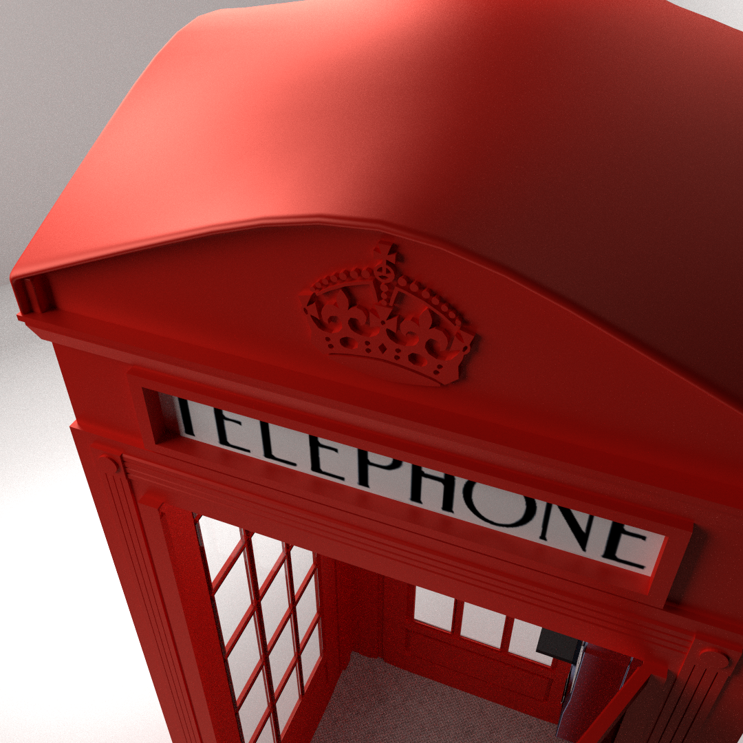 Red Phone Booth 3D model_3