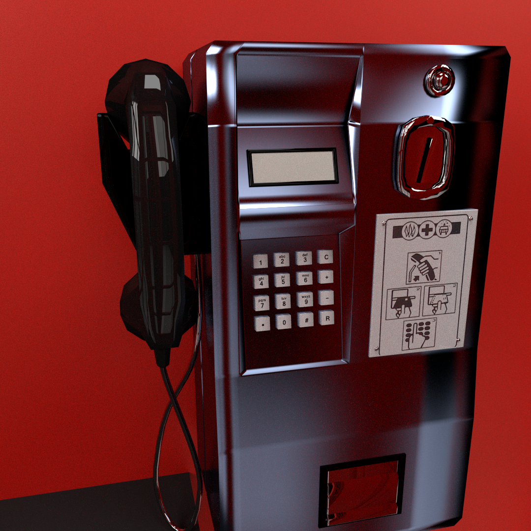 Red Phone Booth 3D model_4