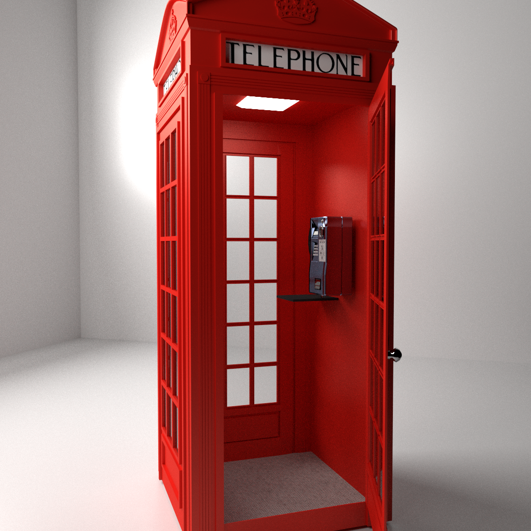 Red Phone Booth 3D model_1