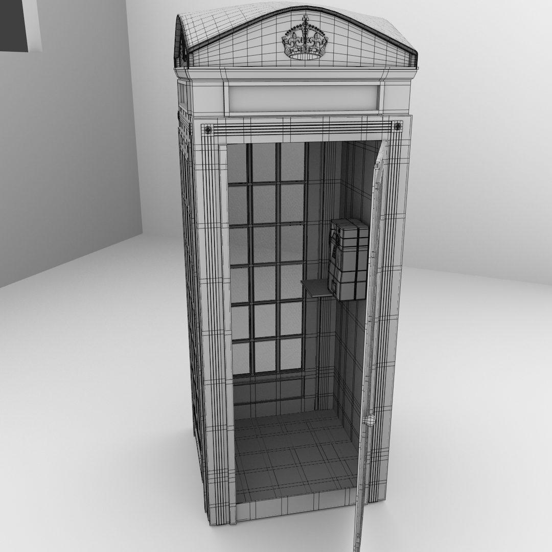 Red Phone Booth 3D model_6