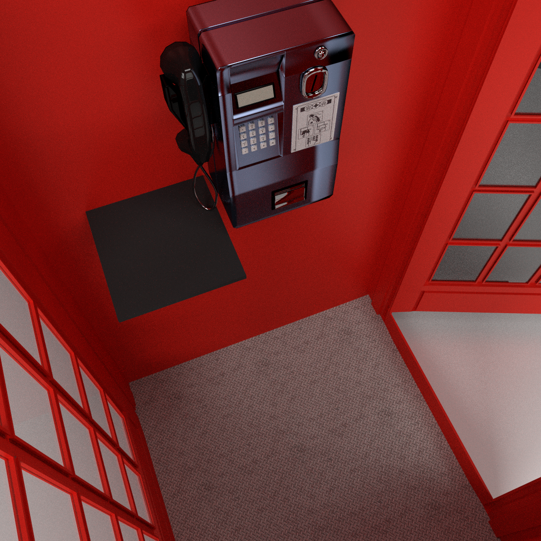 Red Phone Booth 3D model_2