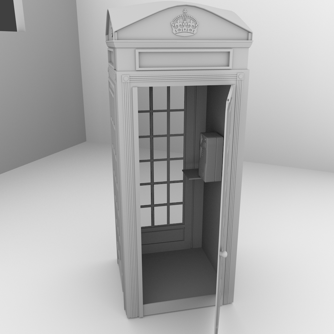 Red Phone Booth 3D model_5