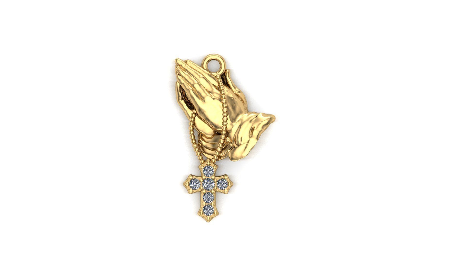 Praying hands with cross 3D print model_1