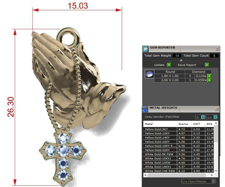 Praying hands with cross 3D print model_2
