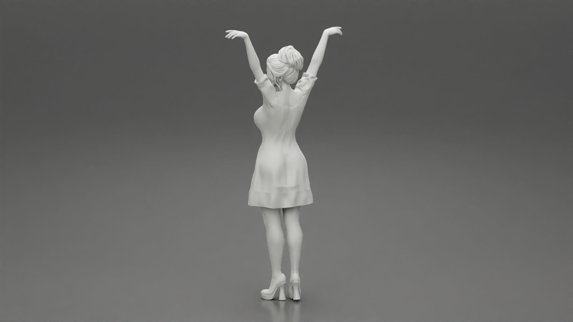 Sexy young girl in a dress raised her hands up 3D print model_10