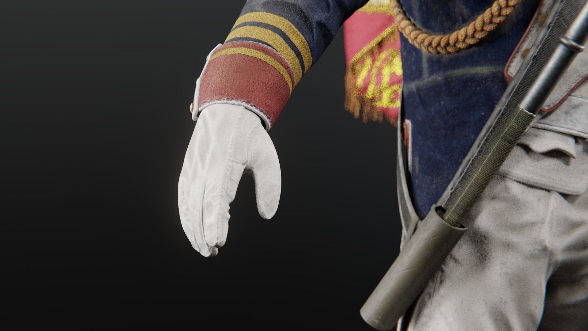 Soldier Napoleon Flag Support Rigged Low-poly 3D model_12