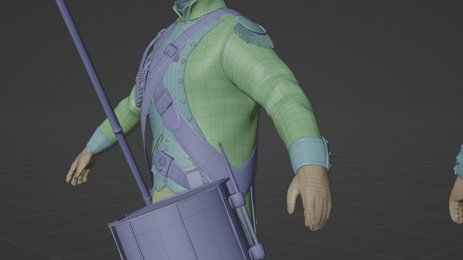 Soldier Napoleon Flag Support Rigged Low-poly 3D model_23