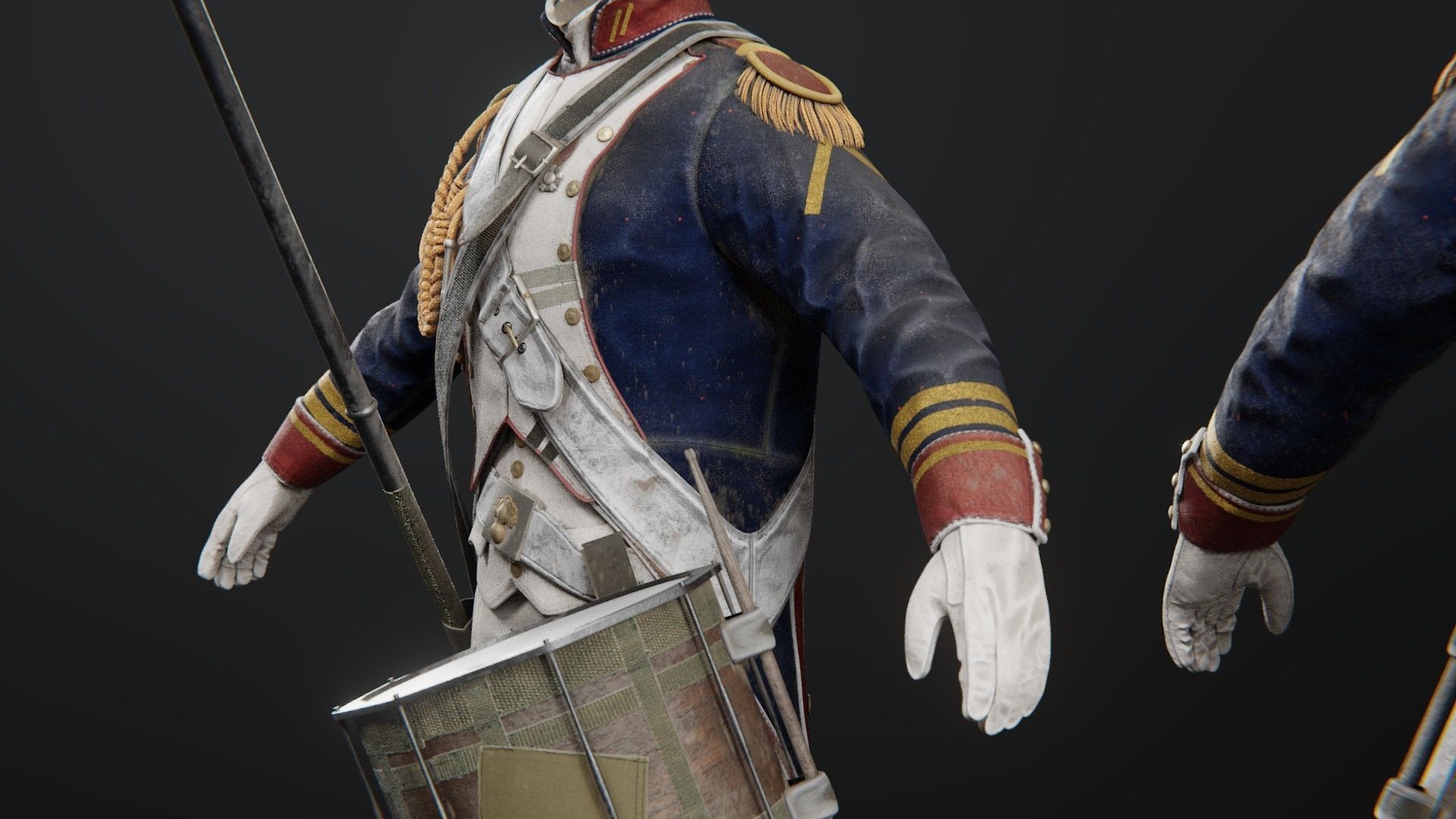 Soldier Napoleon Flag Support Rigged Low-poly 3D model_7