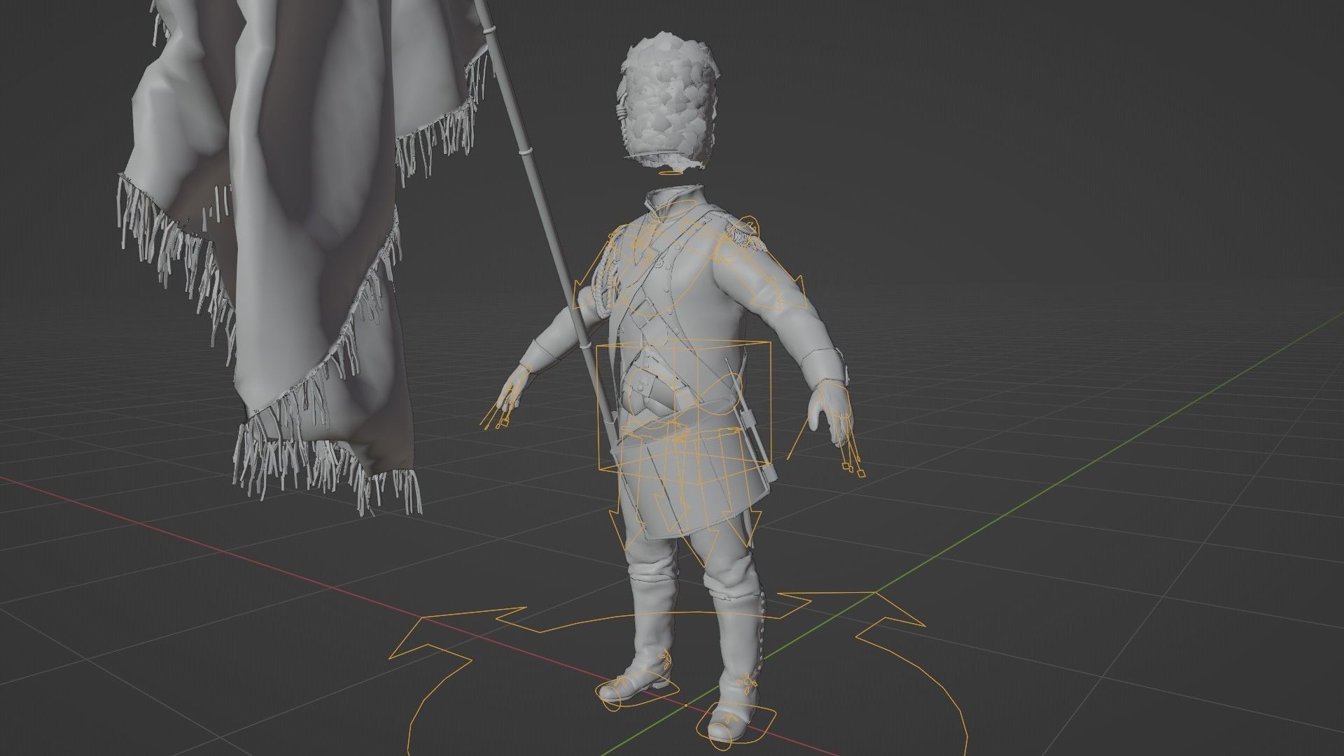 Soldier Napoleon Flag Support Rigged Low-poly 3D model_17