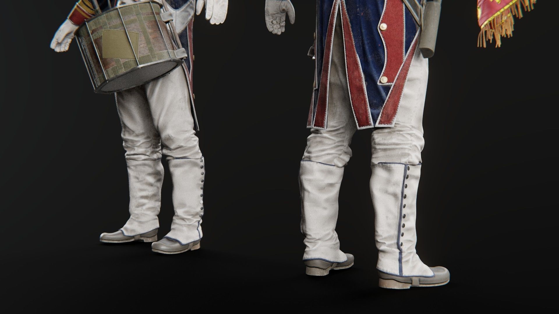 Soldier Napoleon Flag Support Rigged Low-poly 3D model_9