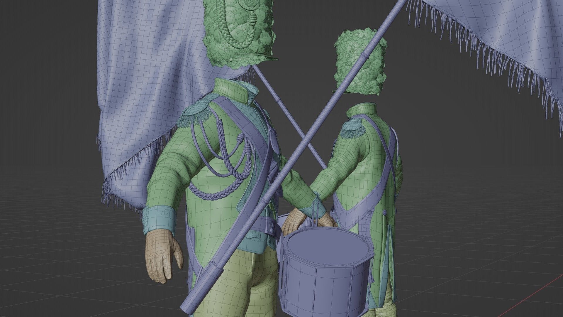 Soldier Napoleon Flag Support Rigged Low-poly 3D model_22