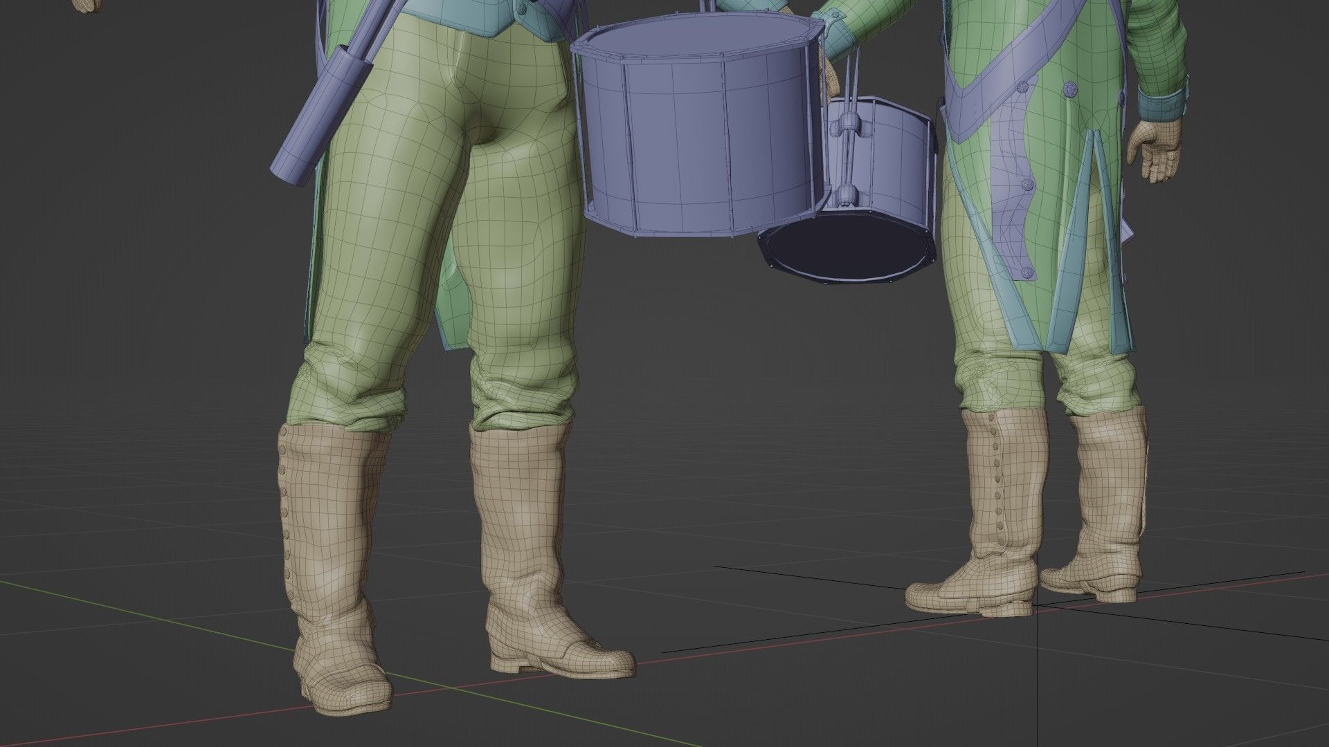 Soldier Napoleon Flag Support Rigged Low-poly 3D model_26