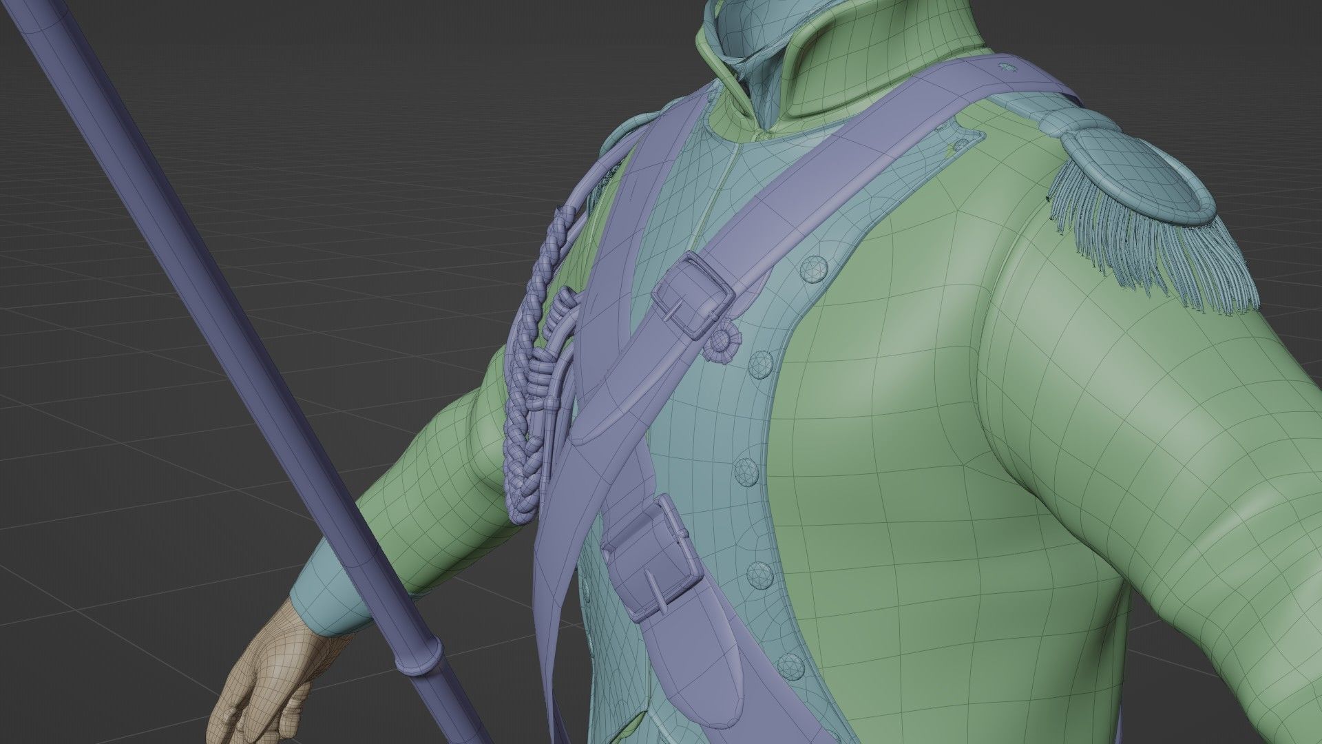 Soldier Napoleon Flag Support Rigged Low-poly 3D model_29