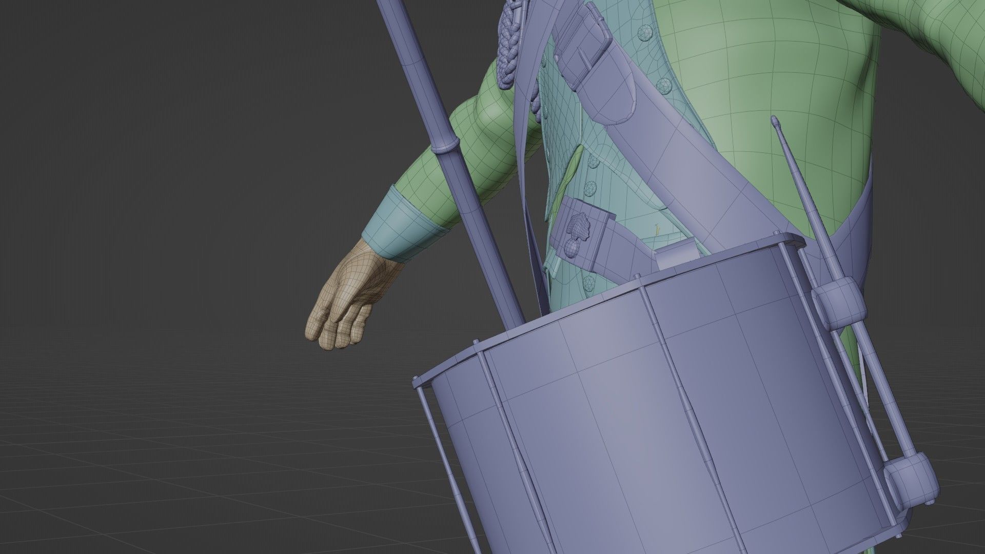 Soldier Napoleon Flag Support Rigged Low-poly 3D model_28