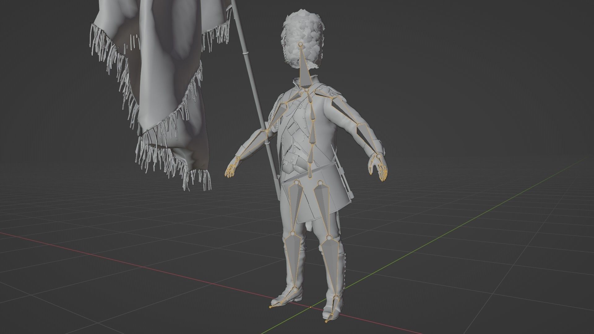 Soldier Napoleon Flag Support Rigged Low-poly 3D model_16