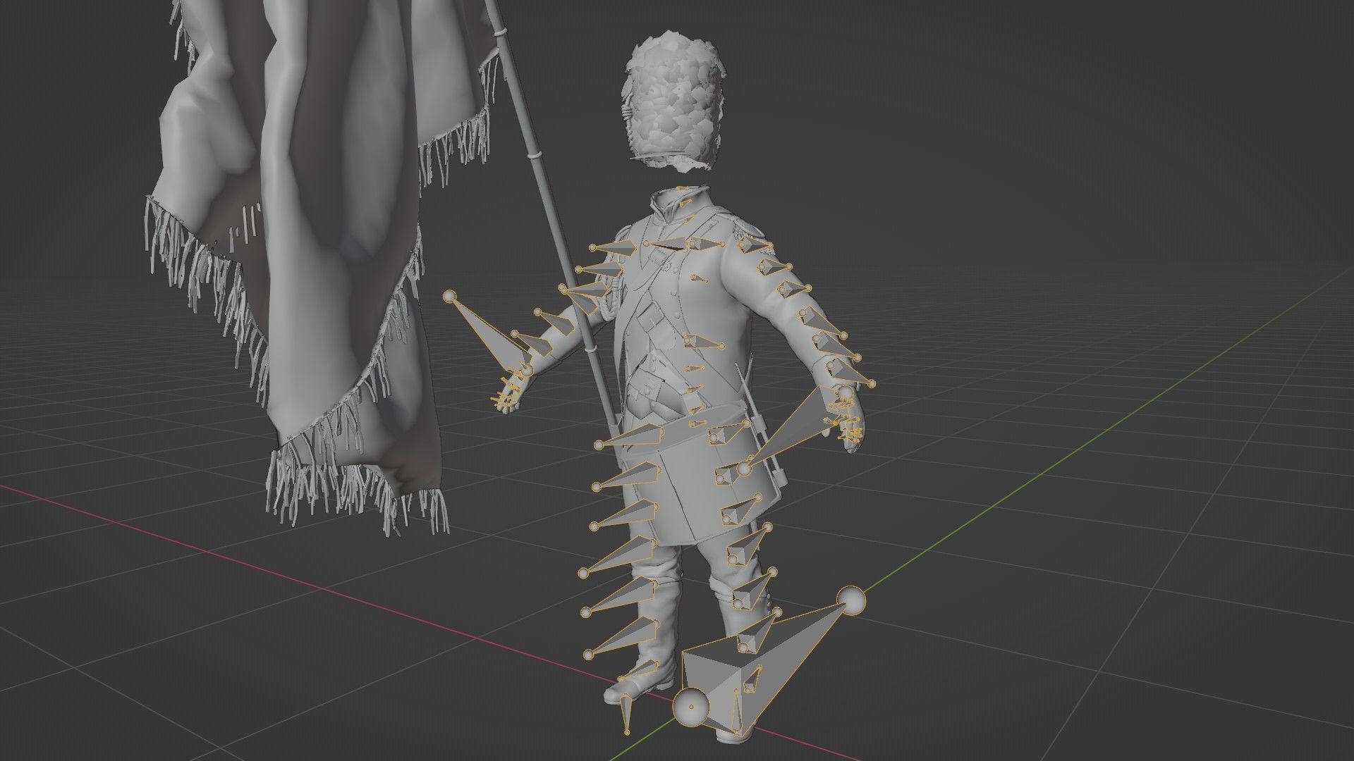 Soldier Napoleon Flag Support Rigged Low-poly 3D model_19