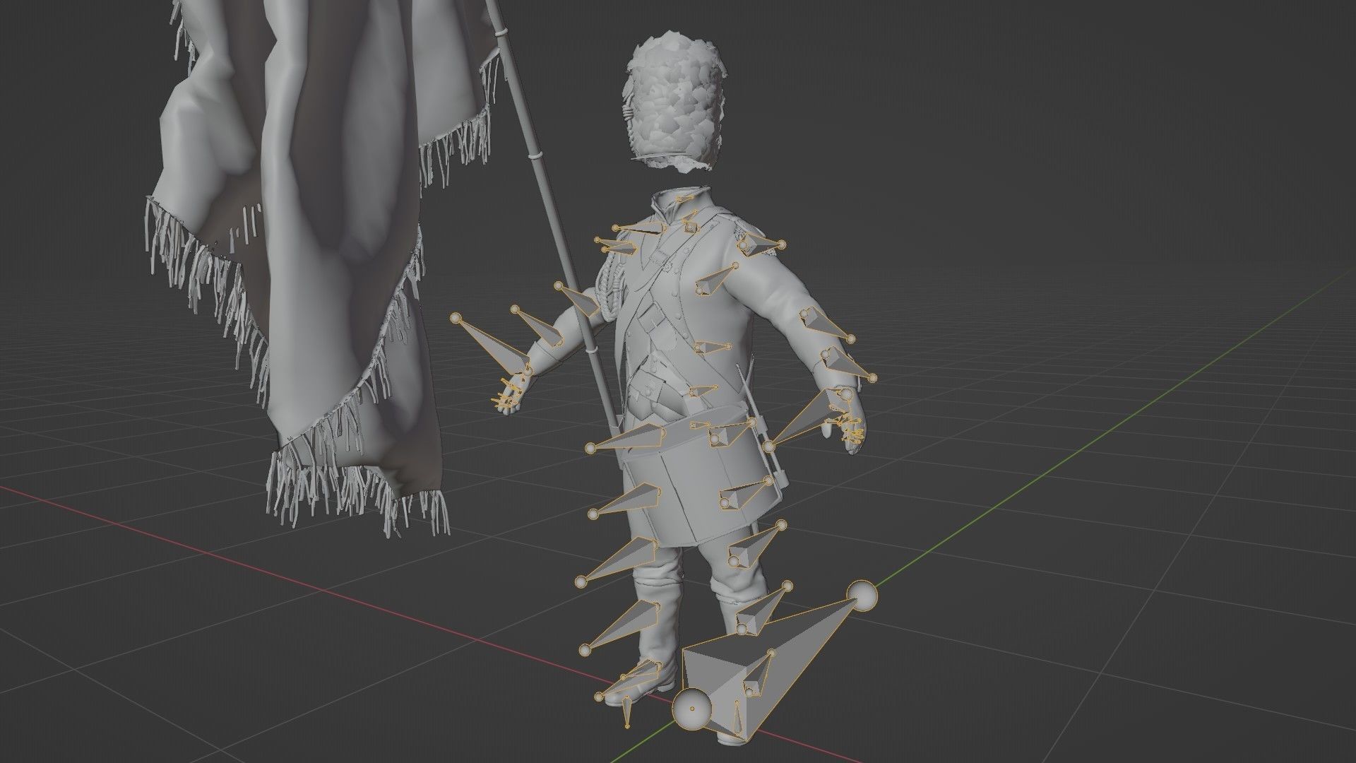 Soldier Napoleon Flag Support Rigged Low-poly 3D model_18