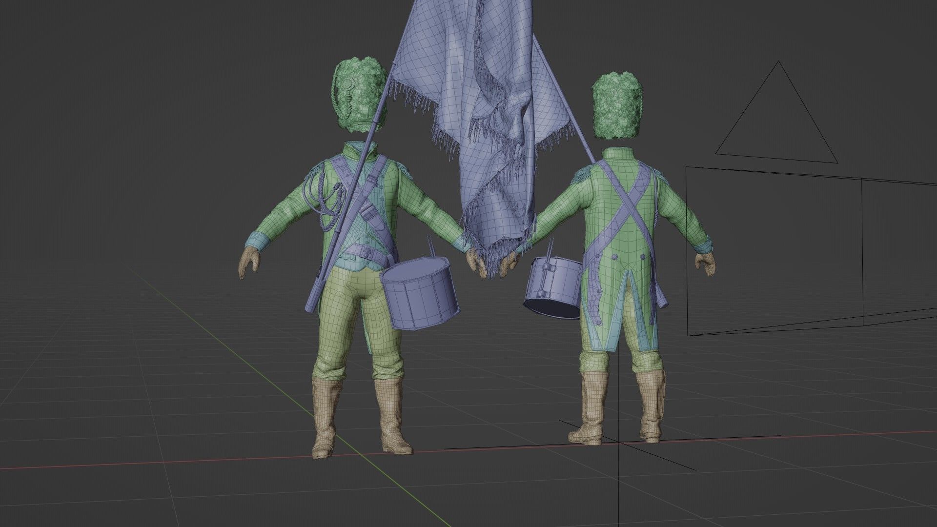 Soldier Napoleon Flag Support Rigged Low-poly 3D model_20