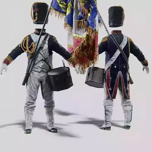 Soldier Napoleon Flag Support Rigged Low-poly 3D model  Soldier Napoleon Flag Support Rigged Low-poly 3D model