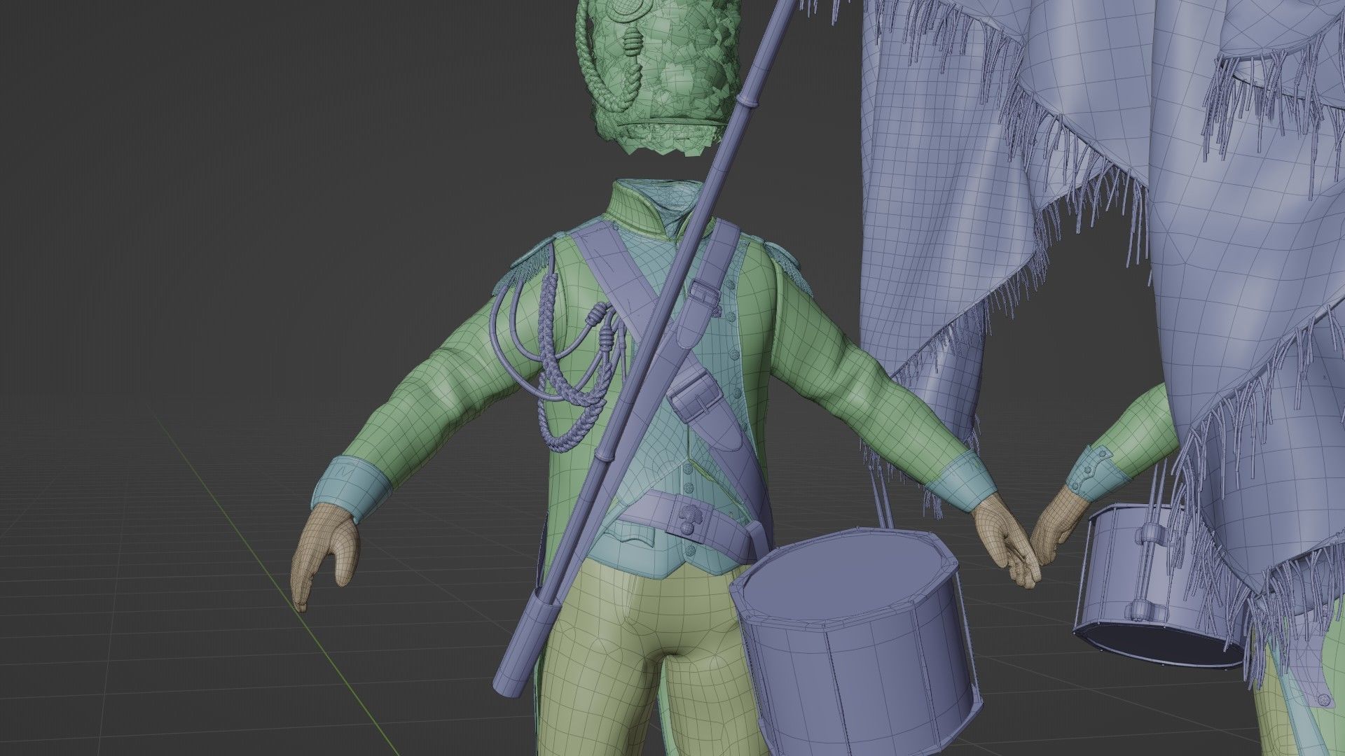 Soldier Napoleon Flag Support Rigged Low-poly 3D model_21