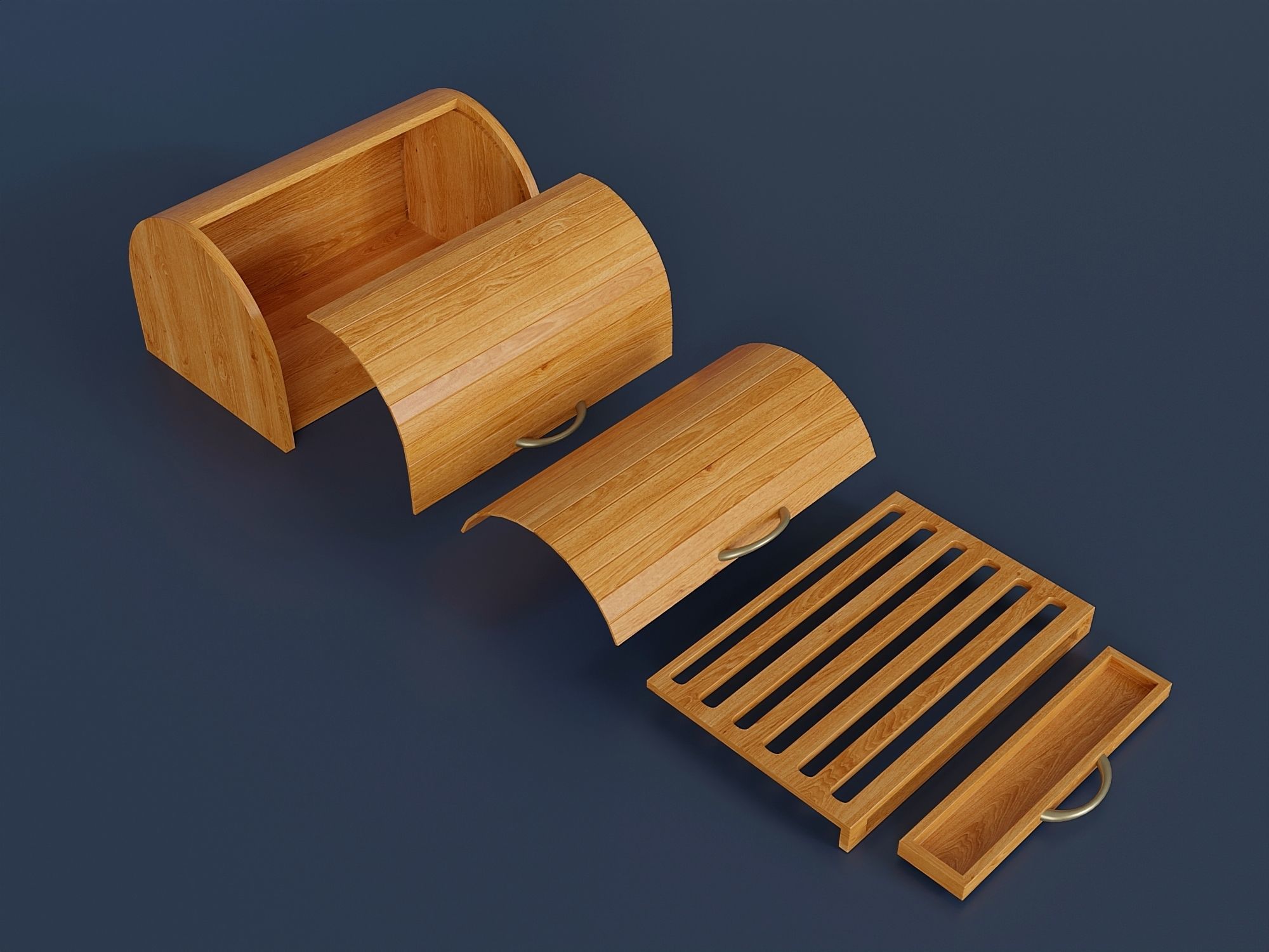 Wooden container for storing bread 7 Low-poly 3D model_2