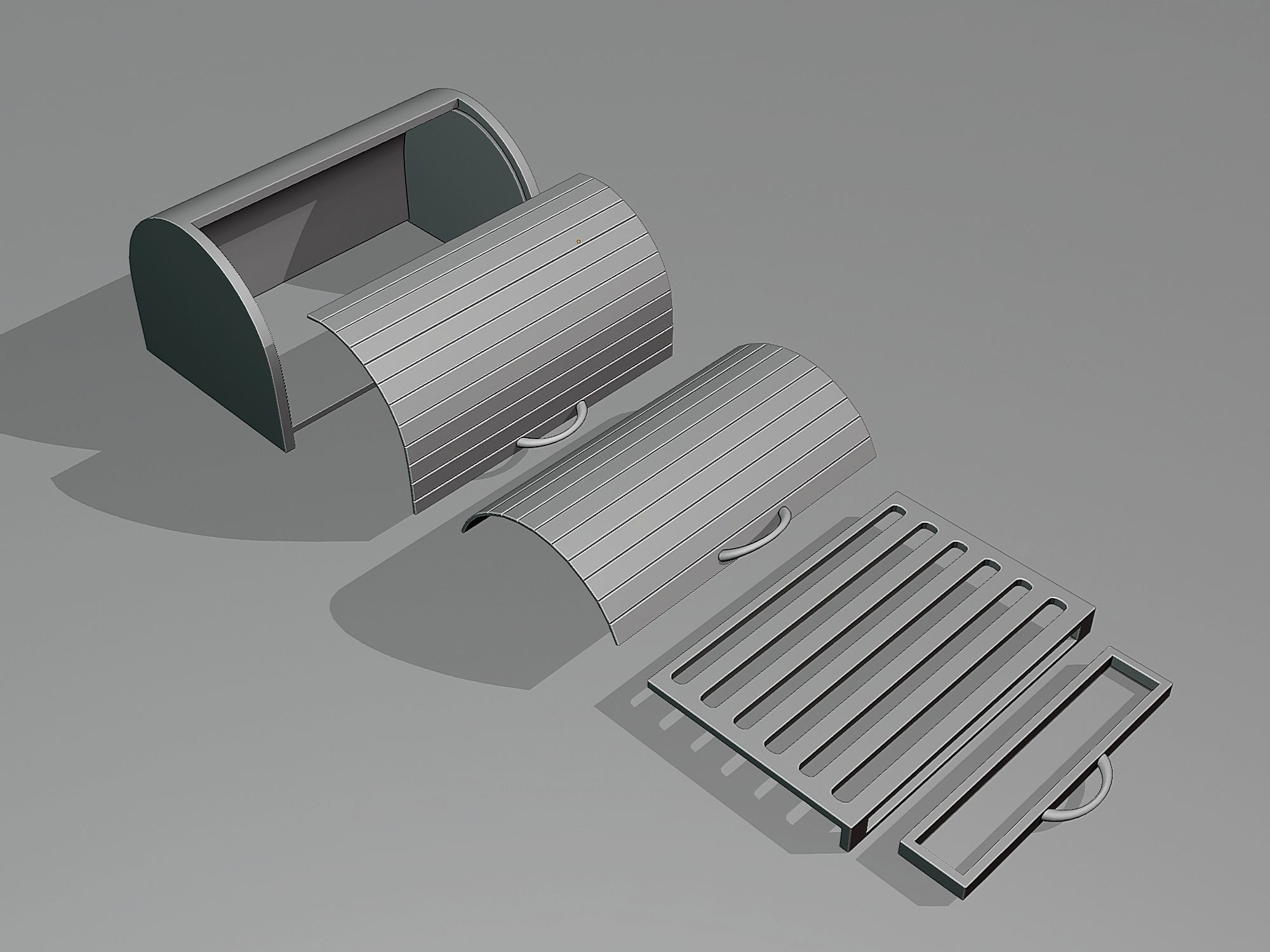 Wooden container for storing bread 7 Low-poly 3D model_6