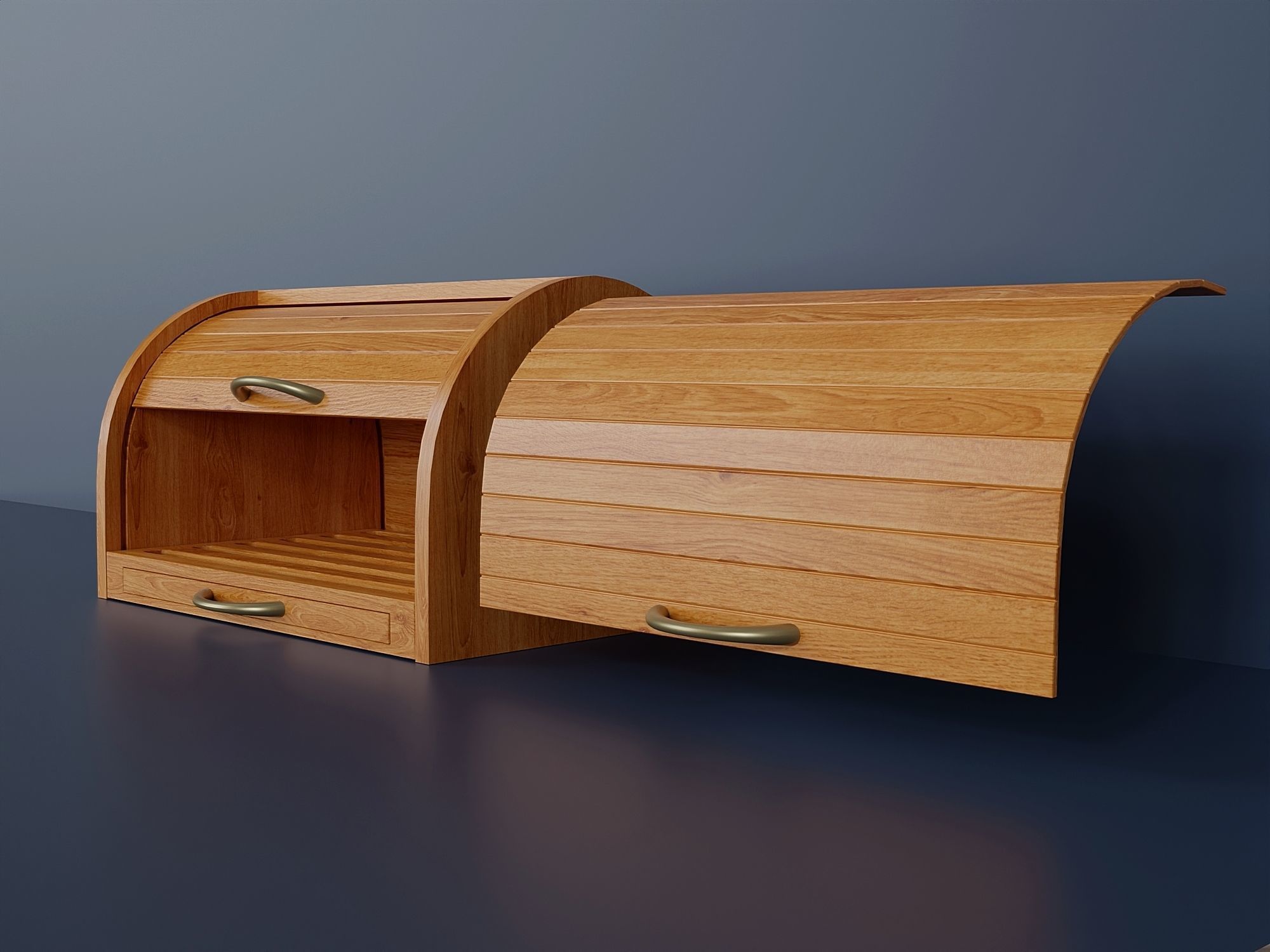 Wooden container for storing bread 7 Low-poly 3D model_3