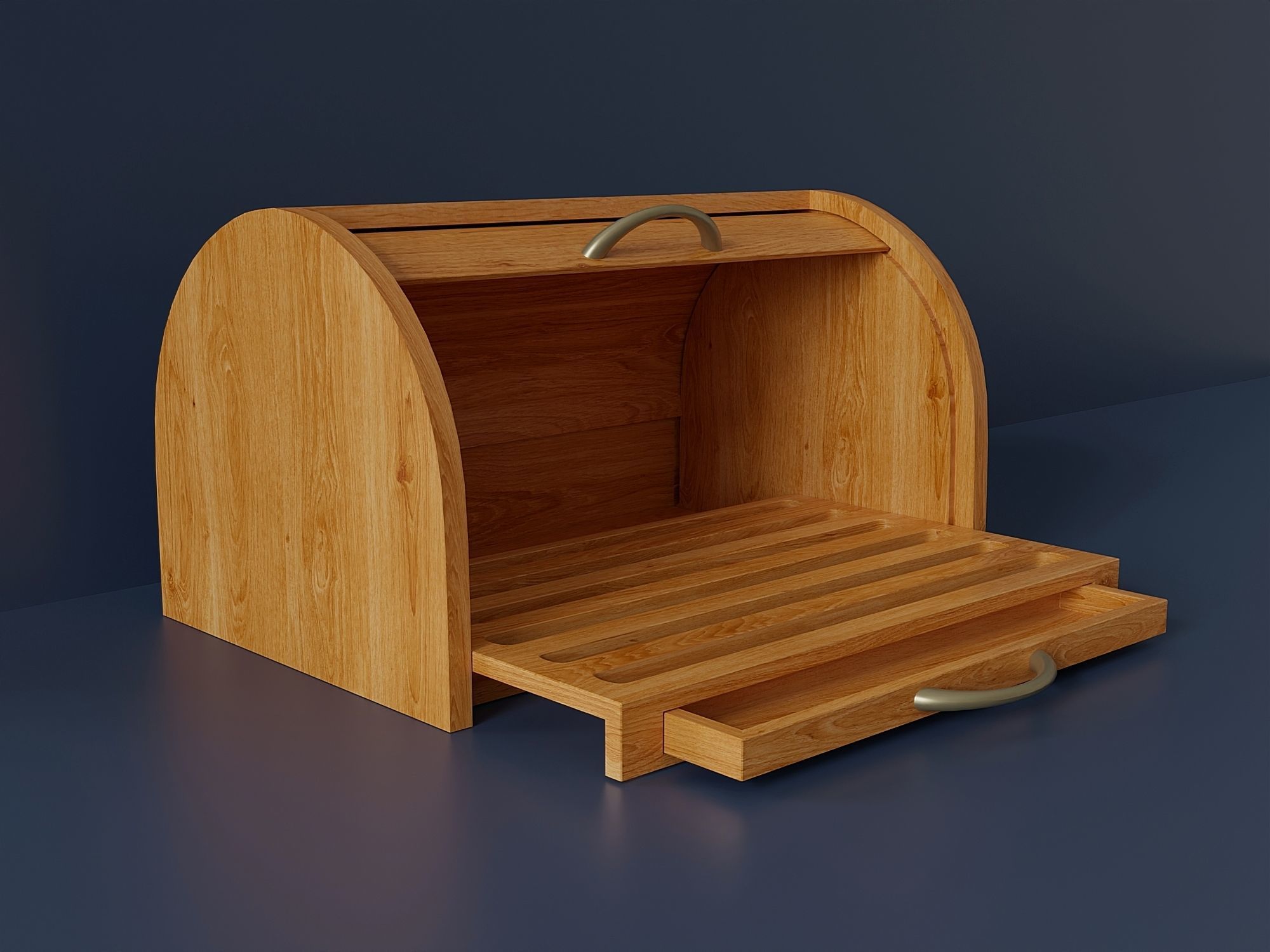 Wooden container for storing bread 7 Low-poly 3D model_1