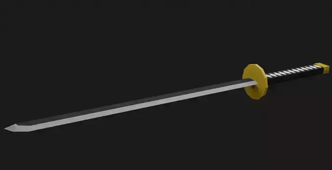 Low Poly Katana samurai sword