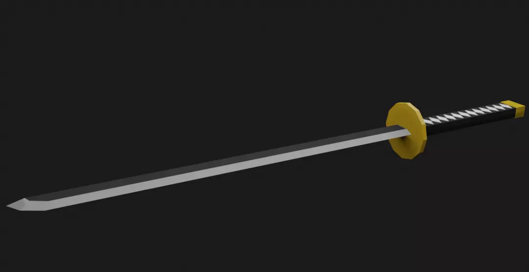 Low Poly Katana samurai sword Low-poly 3D model_0