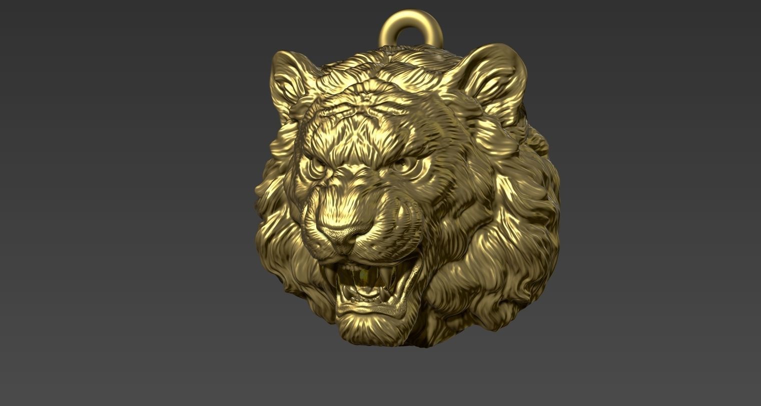 Tiger pendant 3D print model_14