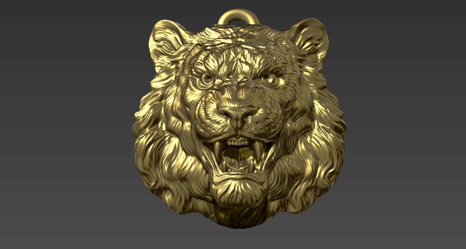Tiger pendant 3D print model_15