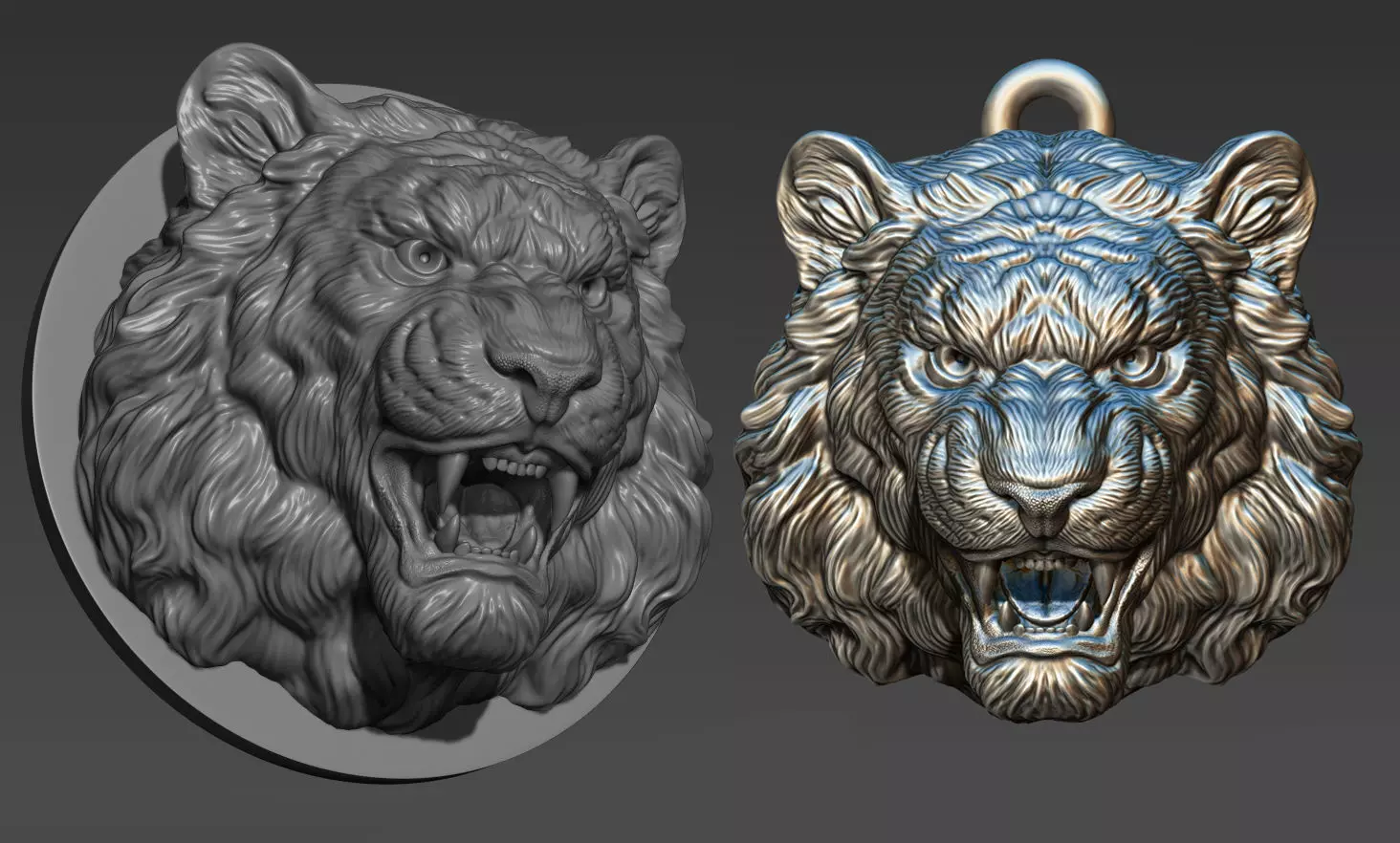 Tiger pendant 3D print model_0