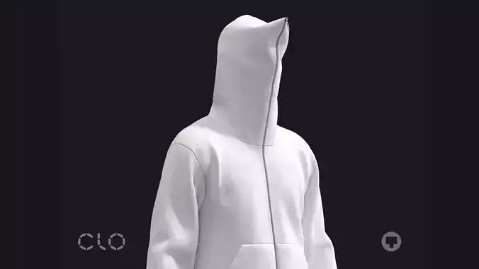 BASIC FULL ZIP HOODIE mv2 highpoly 3D model