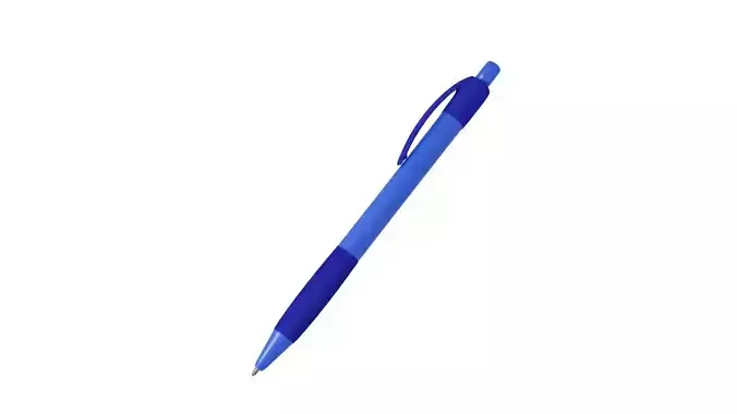 Basic Plastic Blue Pen 3D model 