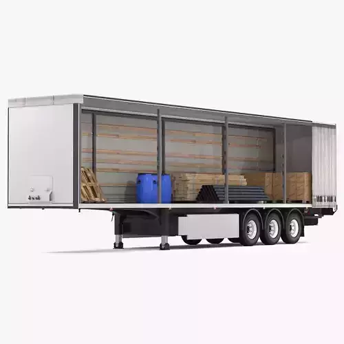 Semi Trailer Open Curtain 3D model
