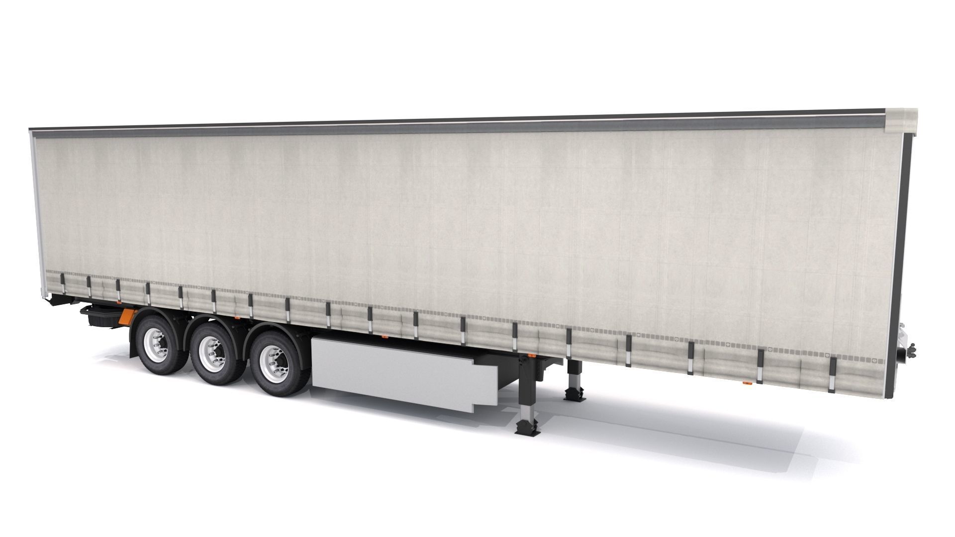 Semi Trailer Open Curtain 3D model_4